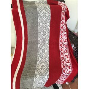 Fair Isle Knit Throw Blanket Hallmark Exclusive Red Gray Black Acrylic 53x66